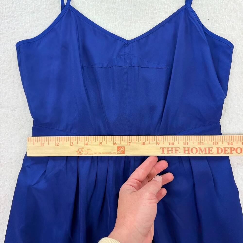 J Crew Dress Womens Sleeveless Fit & Flare Lined Pockets Adjustable Strap Blue 4 - Picture 6 of 9